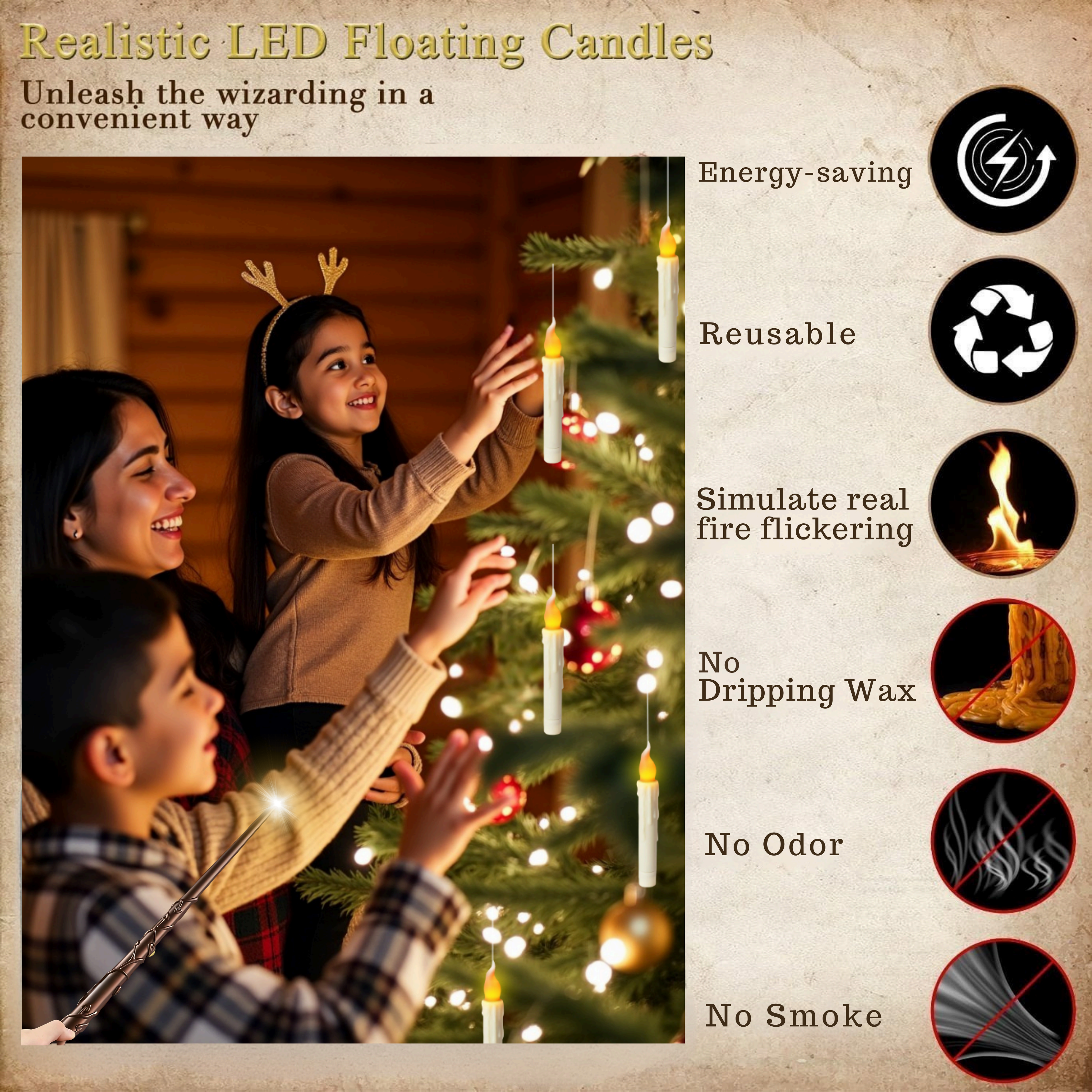 Floating Magic Candles with Wand Remote