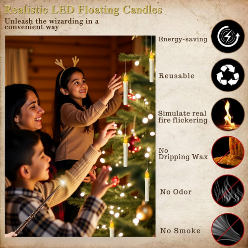 Floating Magic Candles with Wand Remote